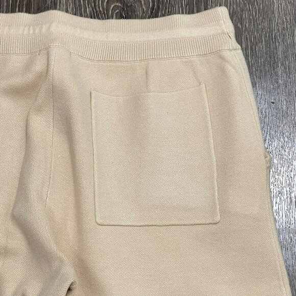 Monrow Womens Beige Knit Jogger Pants Ribbed Cuffs & Drawstring Waist Sz Large - Picture 5 of 7